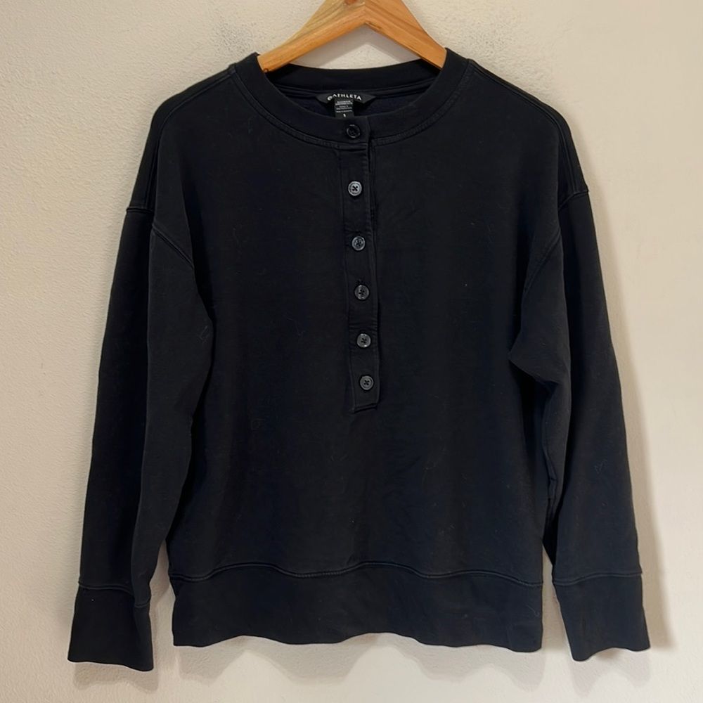 Athleta Black 1/2 Button Down Sweatshirt